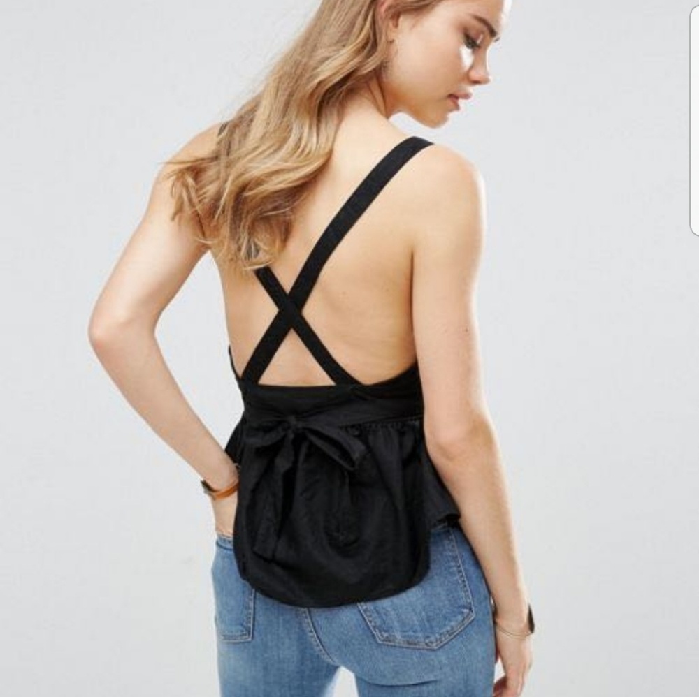 Free People Benji Plunge Linen Top